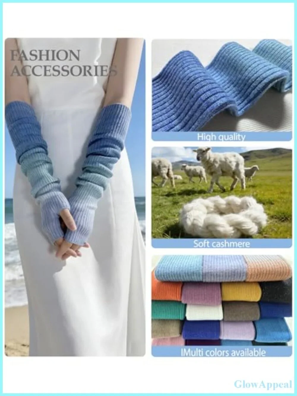 Women's Cashmere Fingerless Arm Warmers Long Gloves Winter Hand Warmers Cozy